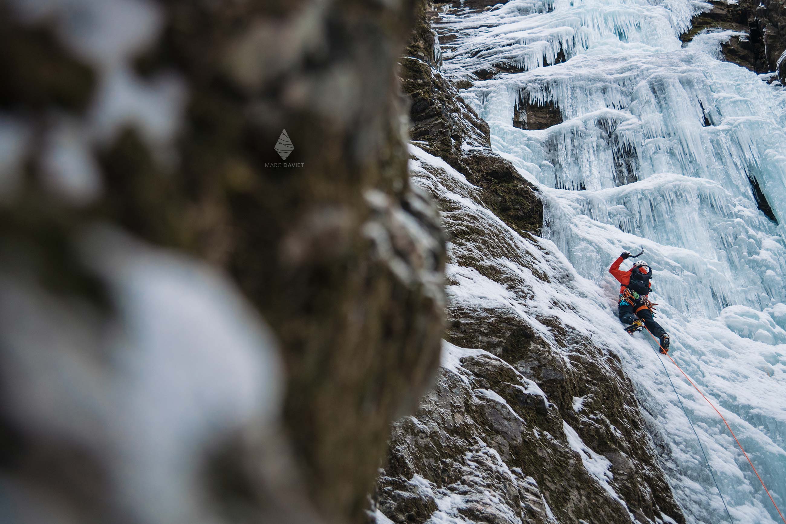 Ice fall climbing in Norway fjords